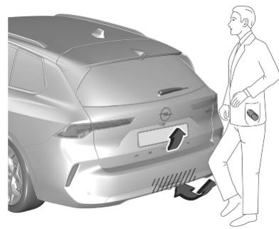 OPEL Astra L (2021) - Fonctionnement mains libres avec le capteur de mouvements sous le pare-chocs arrêté - 1