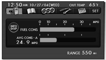 SUBARU Tribeca Phase 2 (2007-2014) - Programmation de l'affichage automatique d'une alarme de bas niveau de carburant - 1