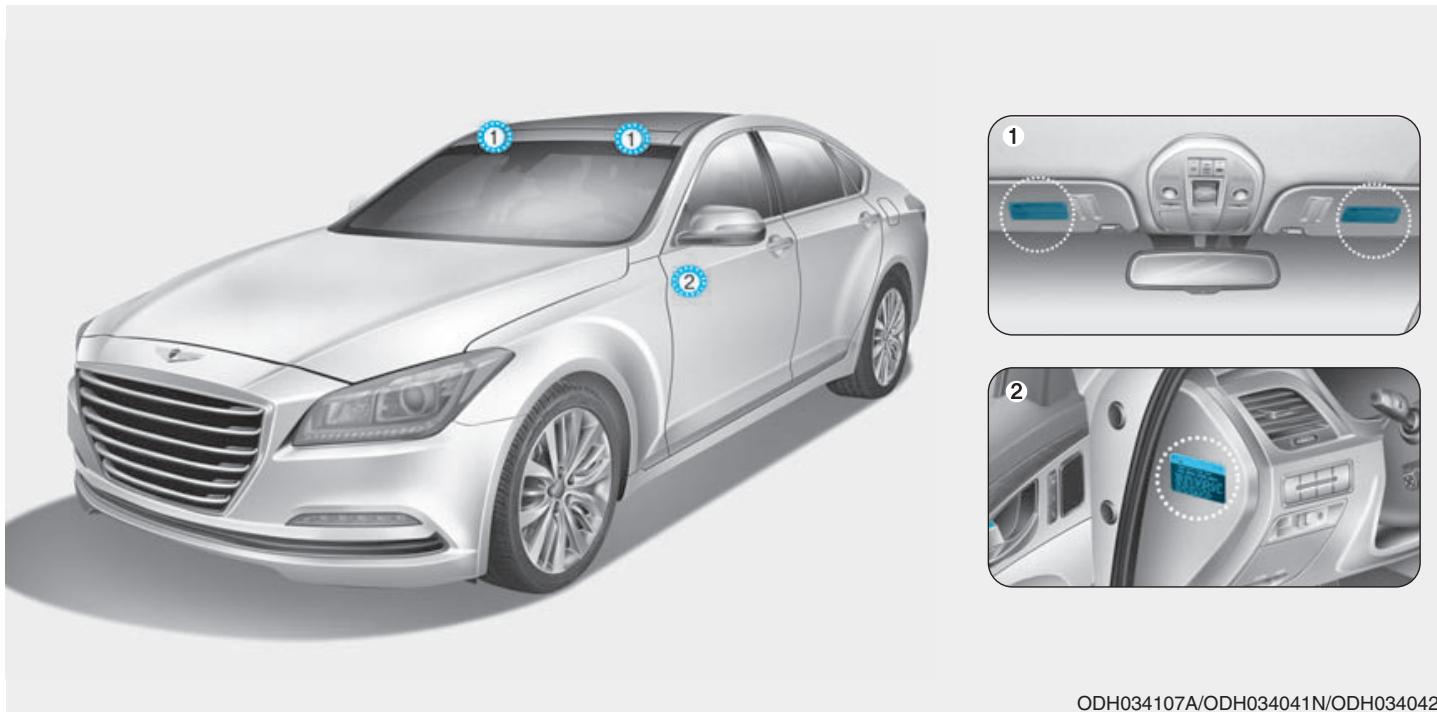 HYUNDAI Genesis DH  (2013-2016) - Étiquette d'advertissement des coussins gonflables - 1