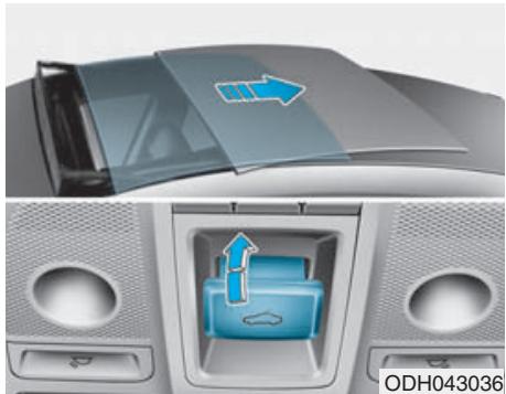 HYUNDAI Genesis DH  (2013-2016) - Faire glisser le toit ouvrant   Quand le pareseoleil est fermé - 1