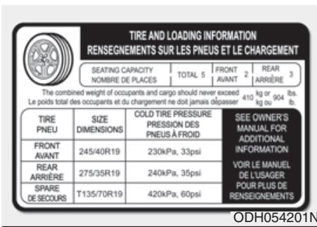 HYUNDAI Genesis DH  (2013-2016) - Étiquette de renseignements sur les pneus et la charge - 1