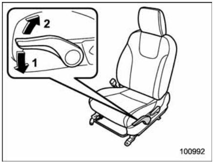 SUBARU WRX (2011) - ■ Ajustement de la hauteur du coussin de siège (siège du conducteur) - 1