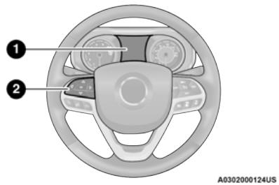 JEEP Cherokee KL (2022) - EMPLACEMENT ET COMMANDES DE L'ÉCRAN D'AFFICHAGE DU GROUPE D'INSTRUMENTS - 1