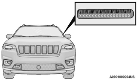 JEEP Cherokee KL (2022) - NUMÉRO D'IDENTIFICATION DU VÉHICULE (NIV) - 1