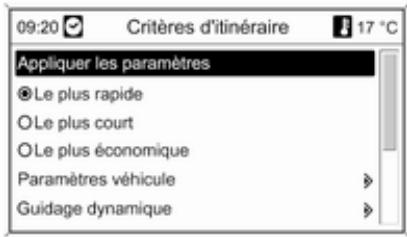 OPEL Astra J (2009-2012) - Critères d'itinétaire - 1