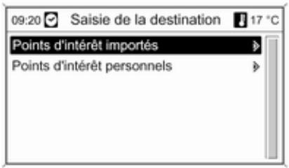 OPEL Astra J (2009-2012) - Sélection d'une adresse enregistrée dans la mémoire myPOIs - 1
