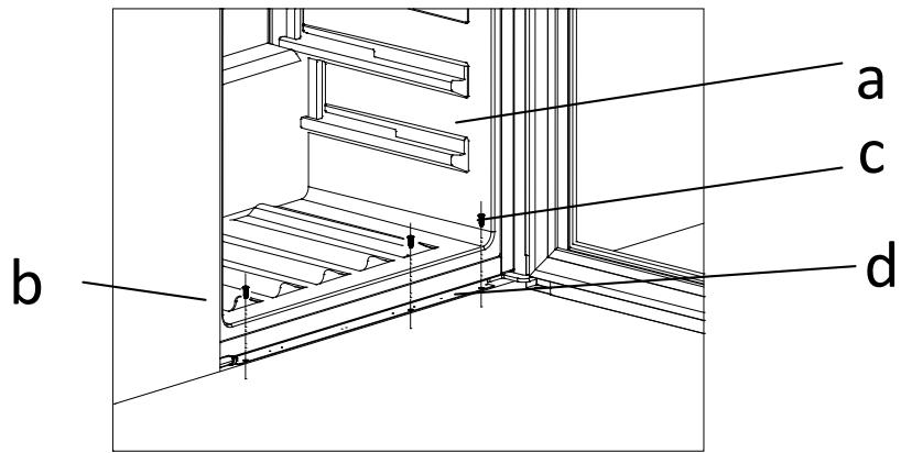 ROSIERES RWCB451 - Charnière supérieure (2) Interrupteur d'éclairage par l'ouverture de la porte (3) Plaque d'installation (4) Support (5) Charnière inférieure - 9