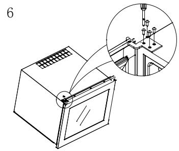 ROSIERES RWCB451 - Charnière supérieure (2) Interrupteur d'éclairage par l'ouverture de la porte (3) Plaque d'installation (4) Support (5) Charnière inférieure - 6