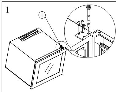 ROSIERES RWCB451 - Charnière supérieure (2) Interrupteur d'éclairage par l'ouverture de la porte (3) Plaque d'installation (4) Support (5) Charnière inférieure - 1