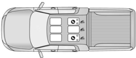 RAM 1500 (2019-2024) - Positions du système LATCH - cabine double, banquette divisée 60/40 - 1