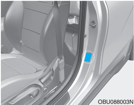 HYUNDAI Veloster (2018-2022) - ÉTIQUETTE DES SPÉCIFICATIONS ET DE LA PRESSION DES PNEUS - 1