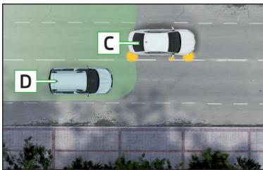 SKODA Octavia 3 (2017-2020) - Assistant de « contrôle » des angles morts - Situations de conduite et avertissements - 3