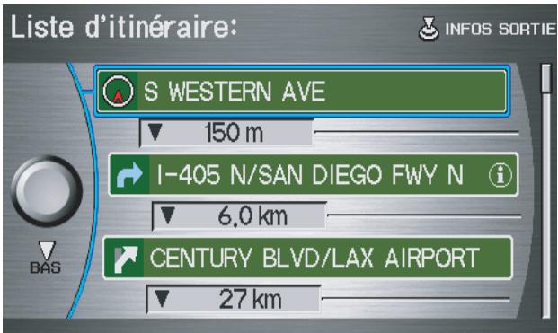 Acura RL (2011) - Liste d'itinéraire - 1