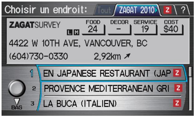 Acura RL (2011) - Trouver un restaurant - 1