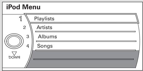 Acura RL (2011) - Pour choisir un dossier du menu iPod - 1