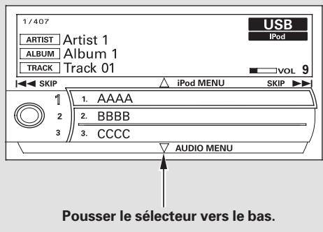Acura RL (2011) - Pour choisir un dossier du menu iPod - 3