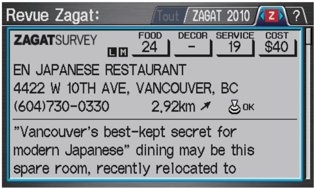 Acura RL (2011) - Trouver un restaurant - 2