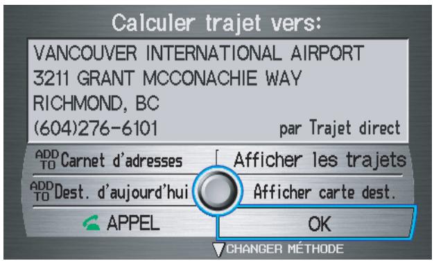 Acura RL (2011) - Écran Calculer trajet vers - 1