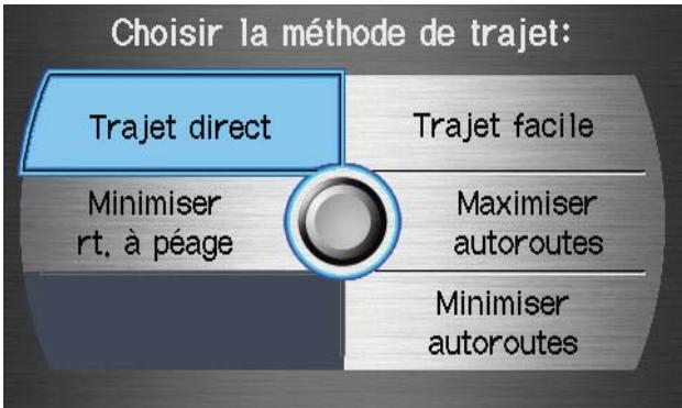 Acura RL (2011) - Changer la méthode de trajet - 1