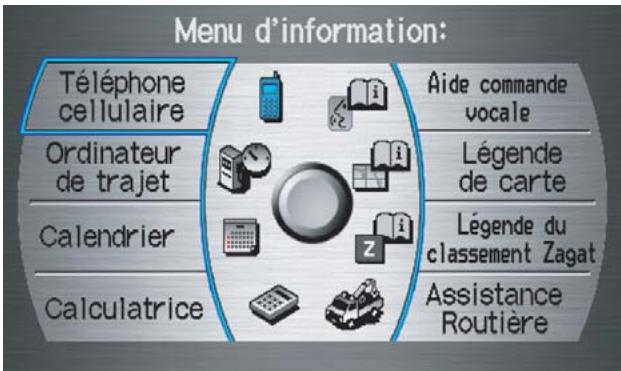 Acura RL (2011) - Menu d'information - 1