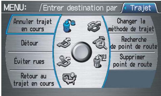 Acura RL (2011) - Écran MENU (Trajet) - 1