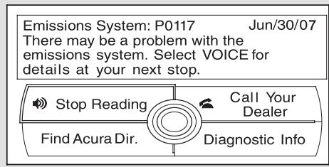 Acura RL (2011) - Options des messages - 1