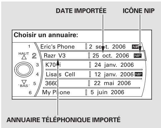 Acura RL (2011) - Recherche de l'annuaire téléphonique importé: - 1