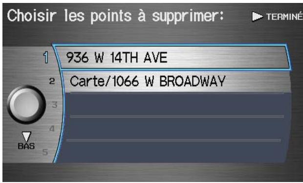 Acura RL (2011) - Supprimer point de route - 1