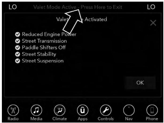 DODGE Challenger Phase 2 (2015-2023) - Activation du mode Valet - 1