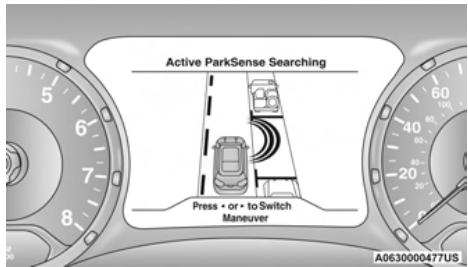 JEEP Renegade Phase 2 (2018-2022) - FONCTIONNEMENT DE L'AIDE AU STATIONNEMENT DANS UN ESPACE PERPENDICULAIRE/PARALLLE - 1