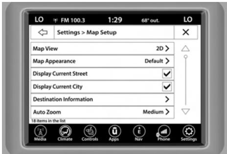 JEEP Renegade Phase 2 (2018-2022) - SETTINGS - MAP SETUP (RéGLAGES - CONFIGURATION DE LA CARTE) - 2