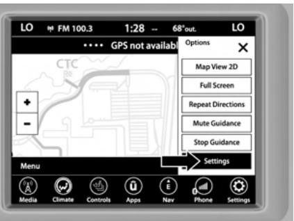 JEEP Renegade Phase 2 (2018-2022) - View Map - Settings (Afficher la carte - Réglages) - 2