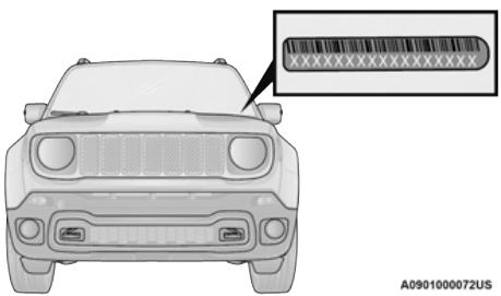 JEEP Renegade Phase 2 (2018-2022) - NUMERO D'IDENTIFICATION DU VEHICULE (NIV) - 1