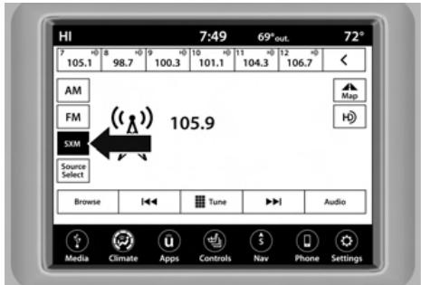 JEEP Renegade Phase 2 (2018-2022) - Mode Radio satellite SiriusXM ^MD - selon l'equipement - 2