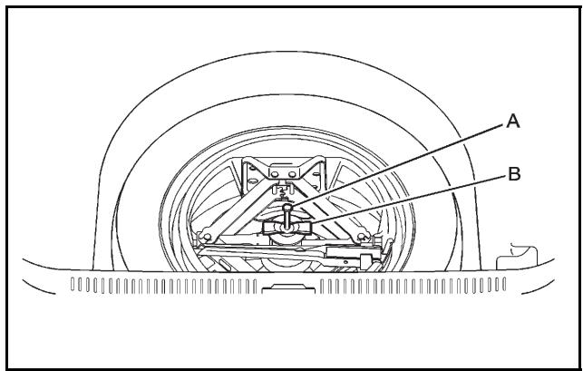 CADILLAC STS (2011) - Dépose du pneu de secours et des outils - 1