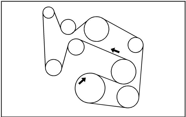 Saturn Vue 2 (2008) - Disposition de la courroie d'entraînement - 2
