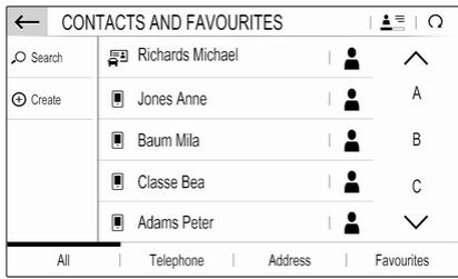 Vauxhall Grandland A Phase 2 (2021-2024) - Using the contacts list - 1