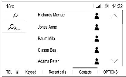 Vauxhall Grandland A Phase 2 (2021-2024) - Using the contacts list - 1
