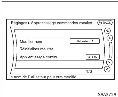 INFINITI M (2011) - Enregistrement de la voix de l'utilisateur dans le système : - 4