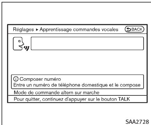 INFINITI M (2011) - Enregistrement de la voix de l'utilisateur dans le système : - 3