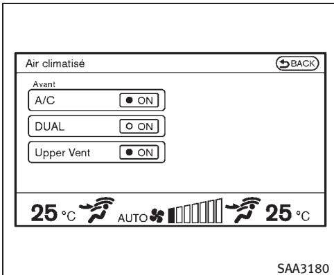 INFINITI M (2011) - Réglage du débit d'air : - 5