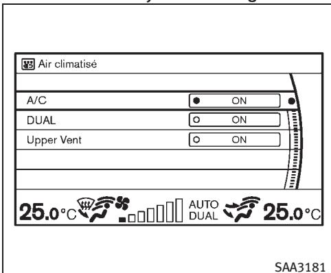 INFINITI M (2011) - Réglage du débit d'air : - 6
