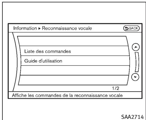 INFINITI M (2011) - Afficher la liste des commandes - 1