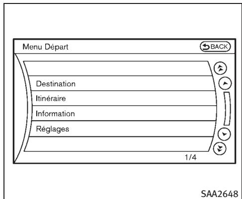 INFINITI M (2011) - MENU DEPART (modèles avec système de navigation) - 1