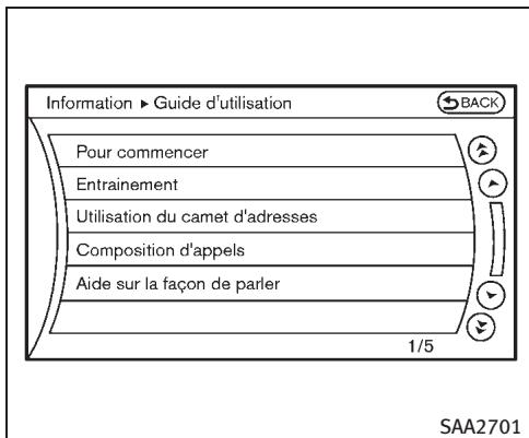 INFINITI M (2011) - Affichage du guide d'utilisation - 1