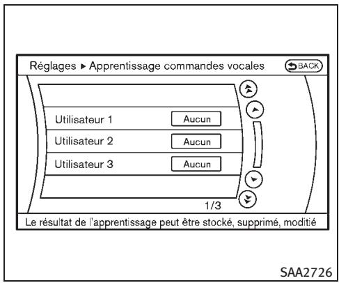 INFINITI M (2011) - Enregistrement de la voix de l'utilisateur dans le système : - 1