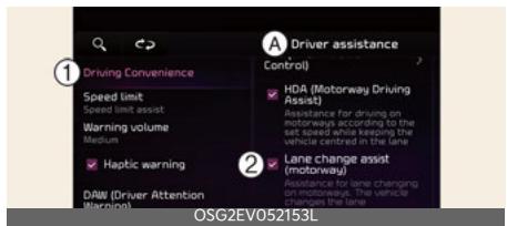KIA Niro SG2 (2021) - Assistance au changement de voie sur l'autoroute (selon l'équipement) - 1