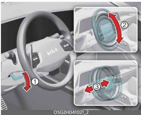 KIA Niro SG2 (2021) - Réglage de l'angle et de la hauteur du volant - 1