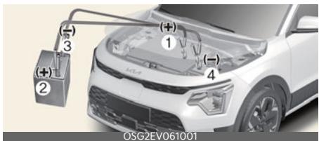 KIA Niro SG2 (2021) - Démarrage avec une batterie d'appoint (batterie 12 V) - 1