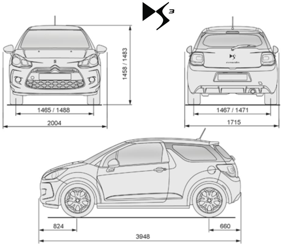 DS Automobiles DS3 Phase 2 (2014-2016) - Masses et charges remodelables (en kg) GPL - 1